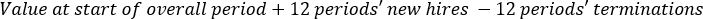Value at end of period formula